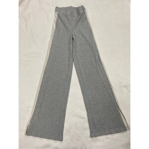 OFFLINE by Aerie Ribbed Wide Leg Pants Grey Cream Side Stripe Slit Hem XS